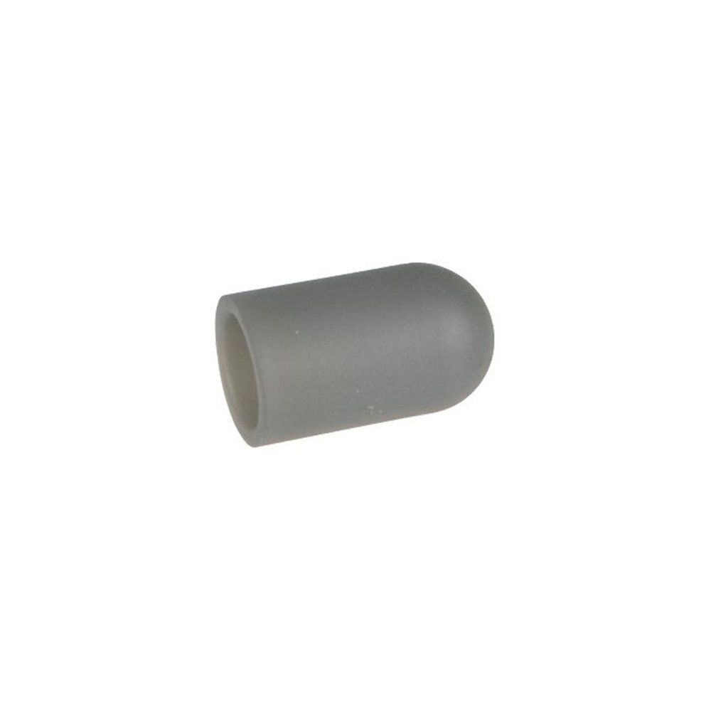 Un protège-orteil gris. Forme cylindrique avec extrémité arrondie. Sur fond blanc.
