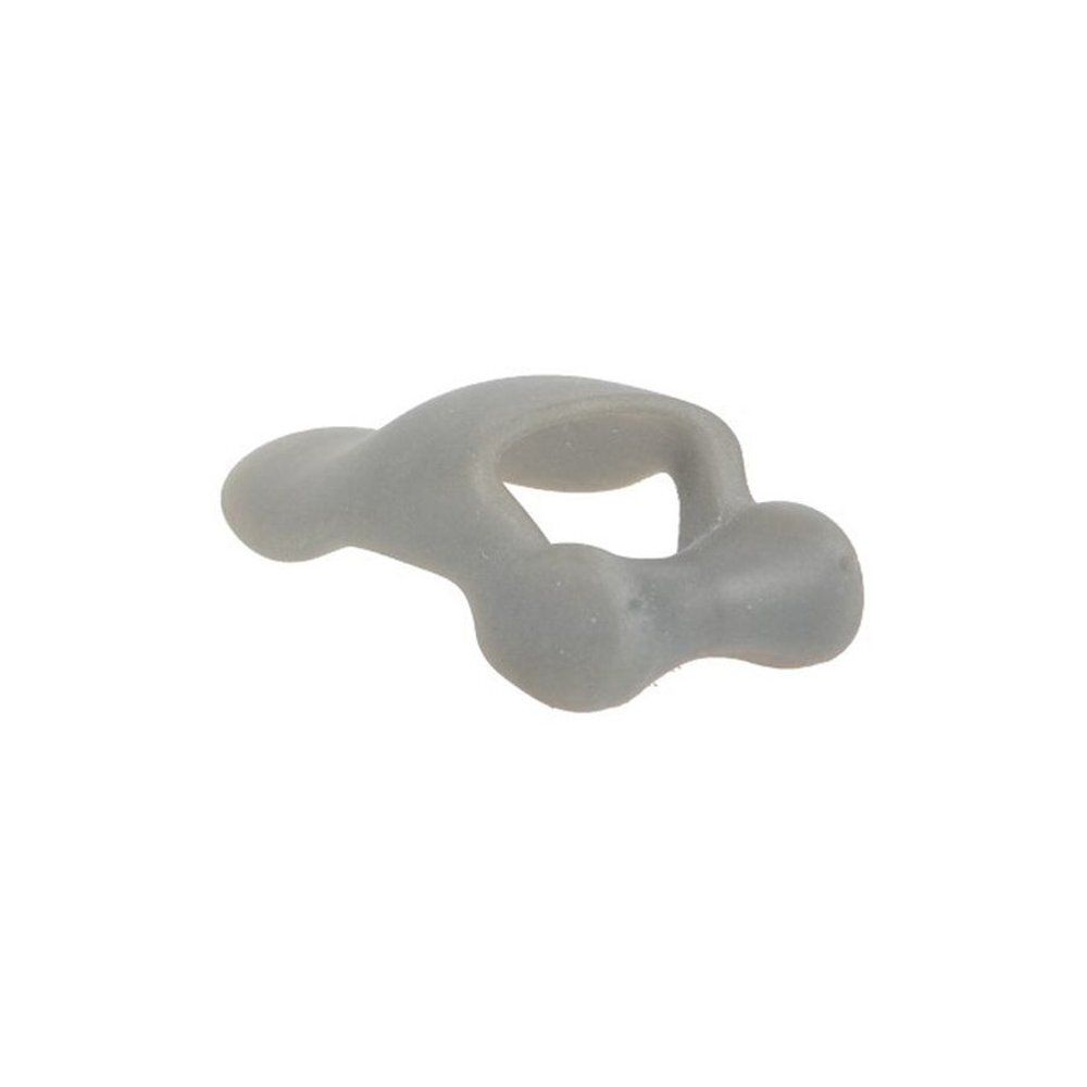 Correcteur d'hallux valgus gris. Matériau silicone, forme anatomique. Vue de dessus.