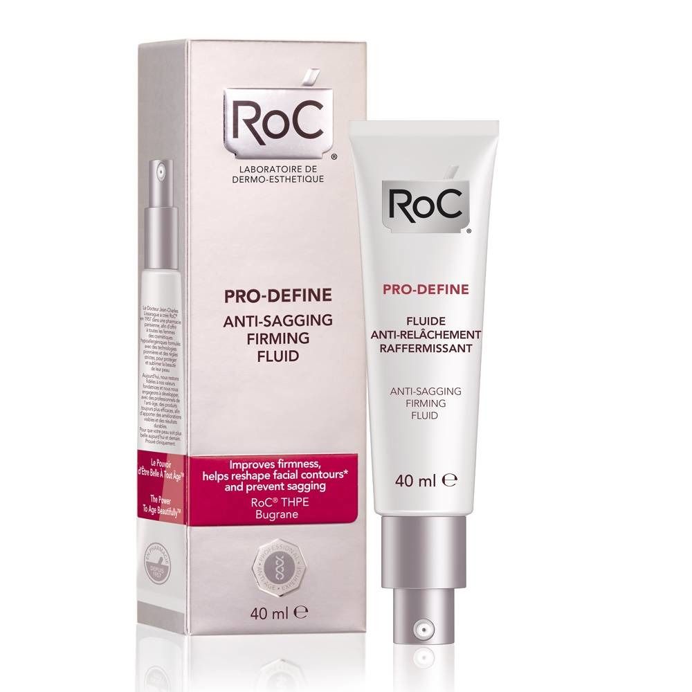 Emballage et tube. Emballage: blanc, image et texte du produit. Tube: blanc, bouchon argenté, nom du produit.