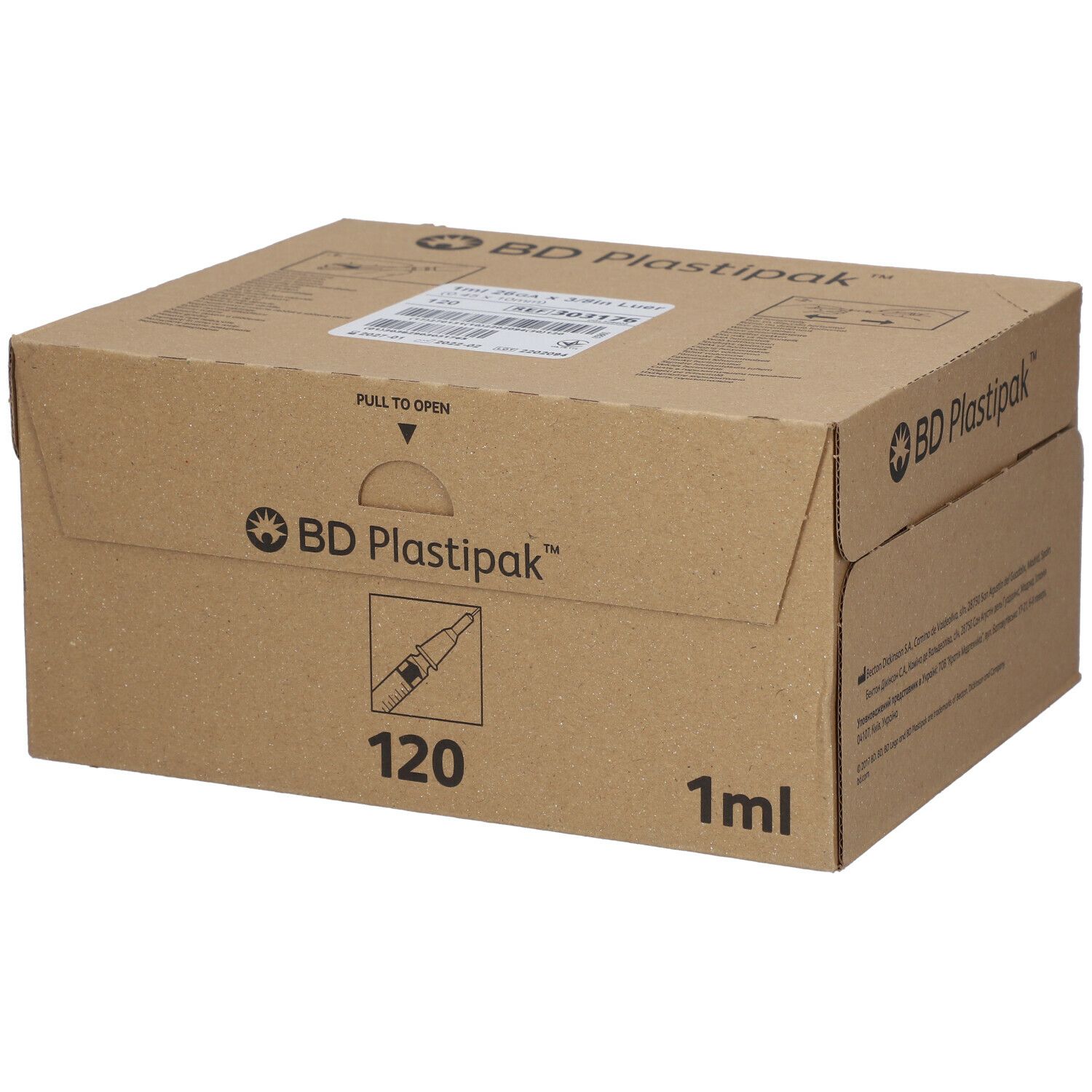 BD Plastipak Seringue 26GA x 3/8in (0,45 x 10 mm) 1 ml avec Aiguille