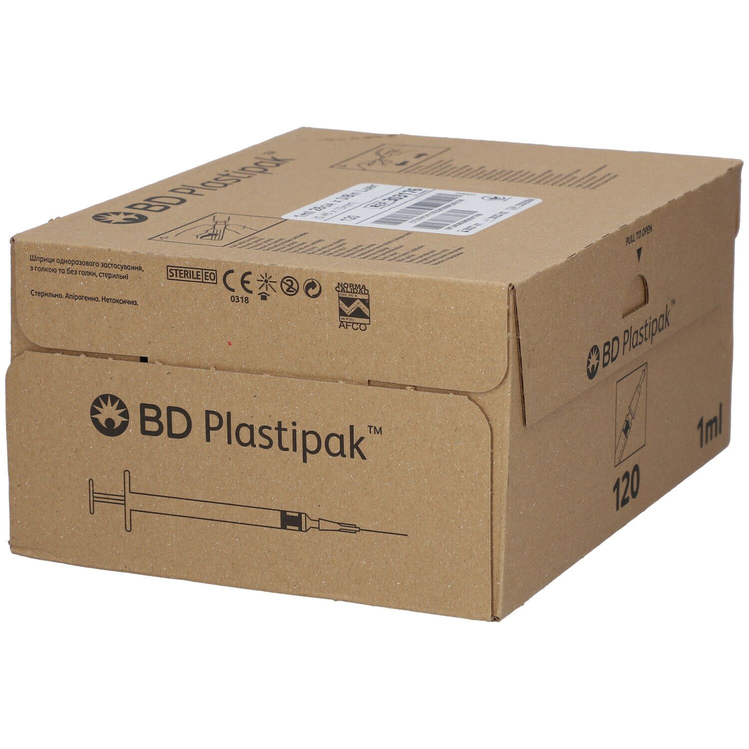 BD Plastipak Seringue 26GA x 3/8in (0,45 x 10 mm) 1 ml avec Aiguille