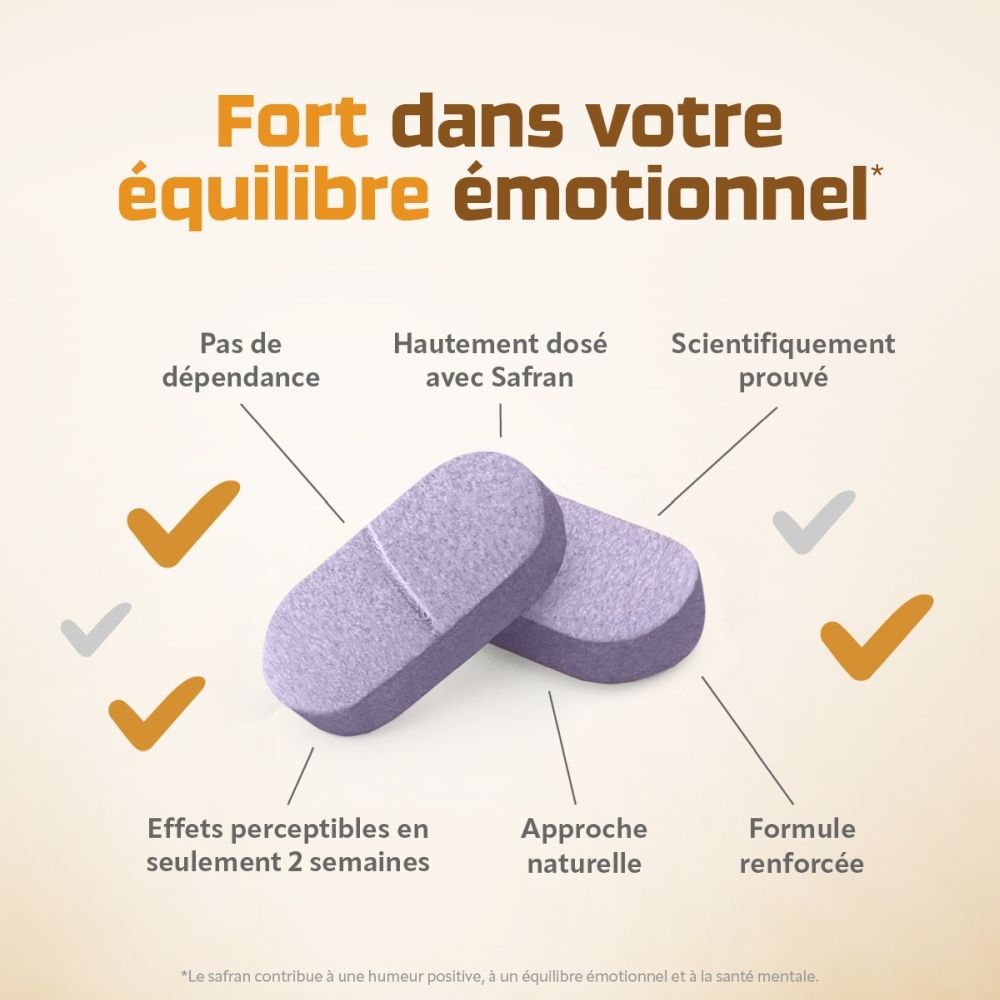 Emballage de Zafranforte avec 60 comprimés.