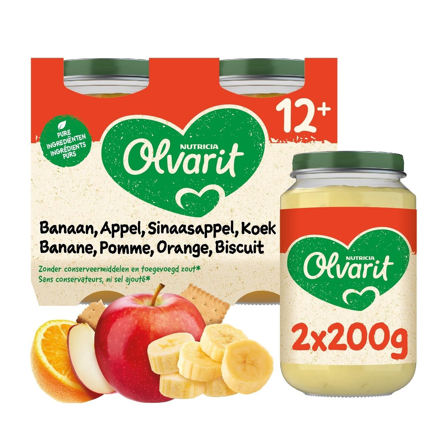 Olvarit | Panade | Bébé Dès 12 Mois | Banane Pomme Orange Biscuit