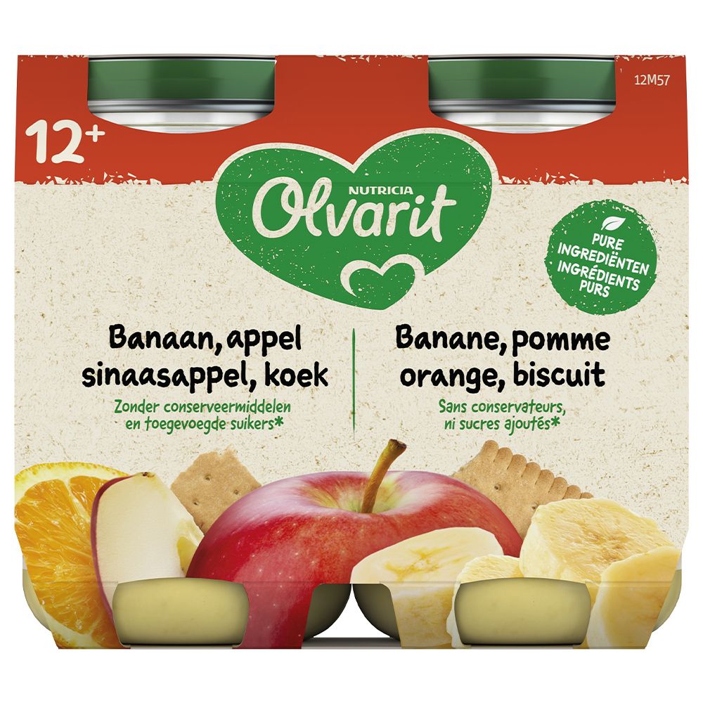 Olvarit | Panade | Bébé Dès 12 Mois | Banane Pomme Orange Biscuit
