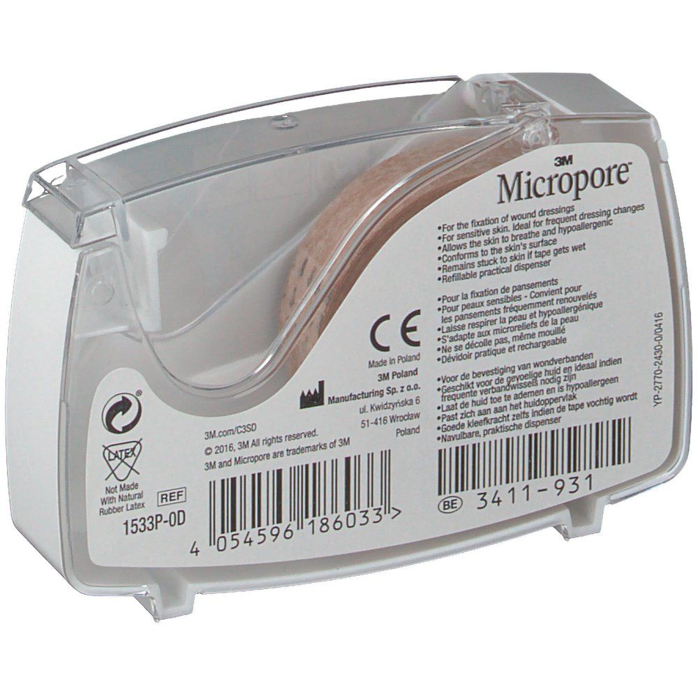 3M™ Micropore™ Sparadrap microporeux couleur peau (1,25 cm x 9,1 m)