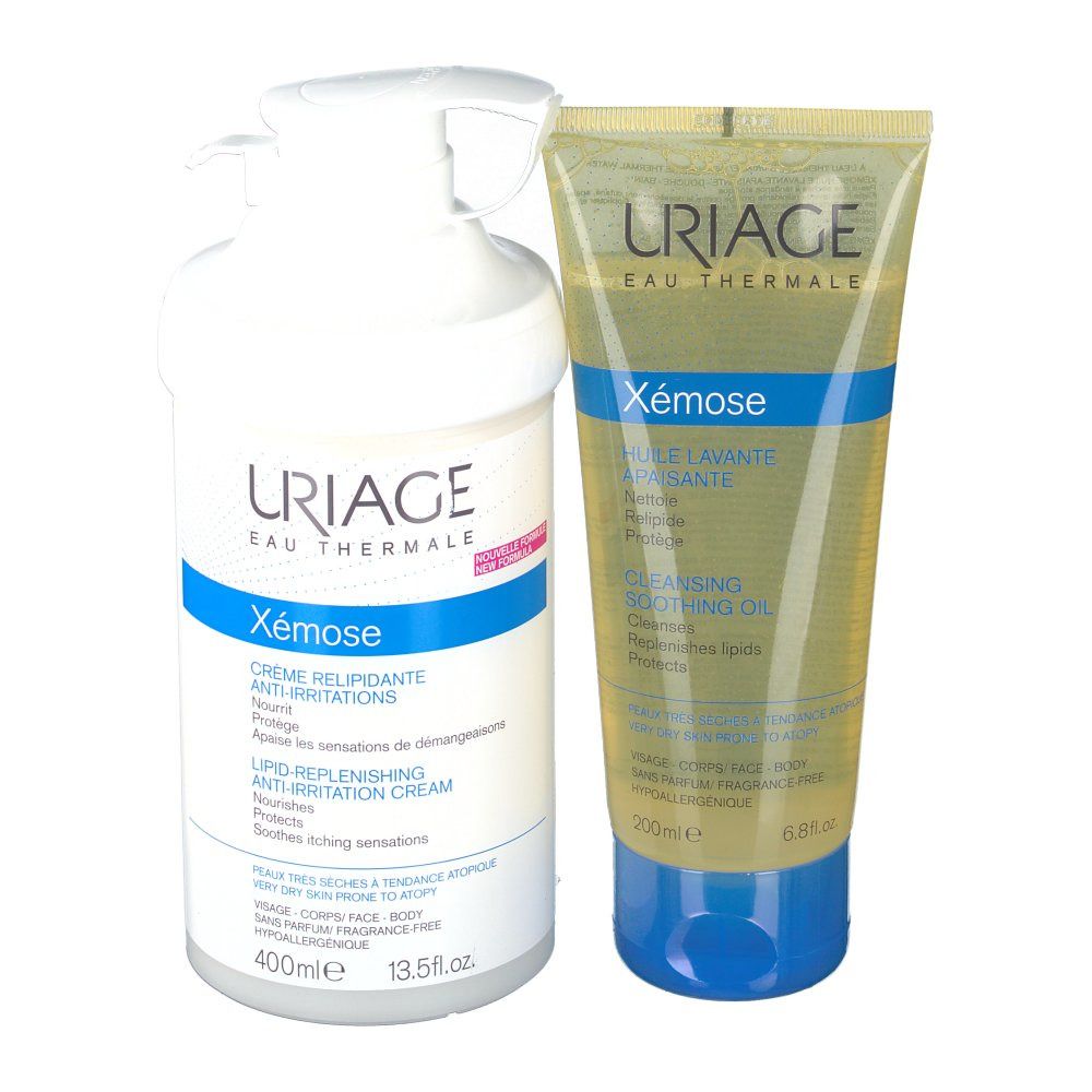 Uriage Pack Xèmose (Crème relipidante anti-irritations + huile lavante apaisante)