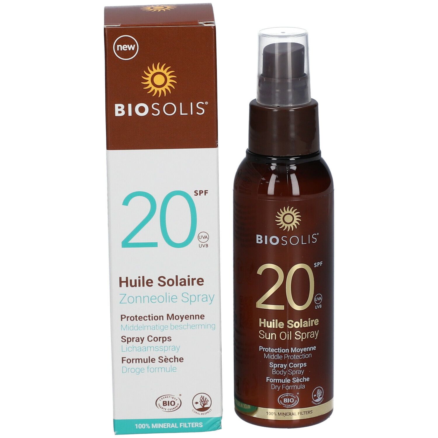 Biosolis® Huile Solaire Sublimante SPF20 Bio Spray