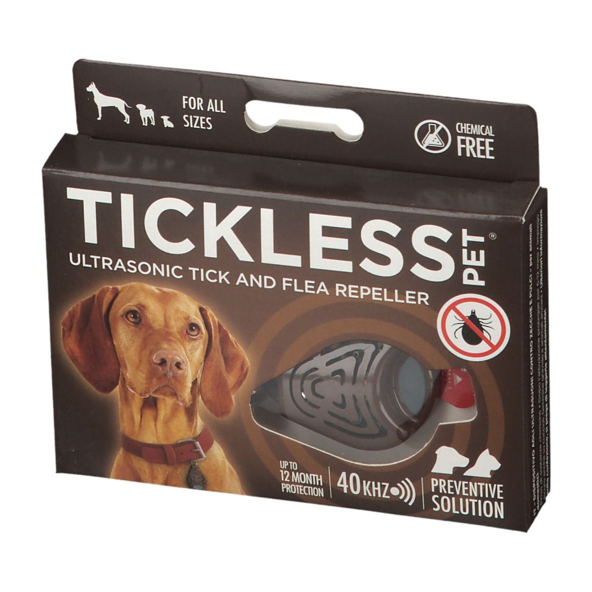 Tickless Pet® Appareil ultrason repousse tiques et puces - Brun