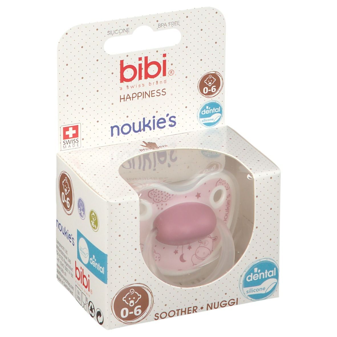 bibi® Happiness Sucette Dental noukie's 0 - 6 mois (Couleur non sélectionnable)