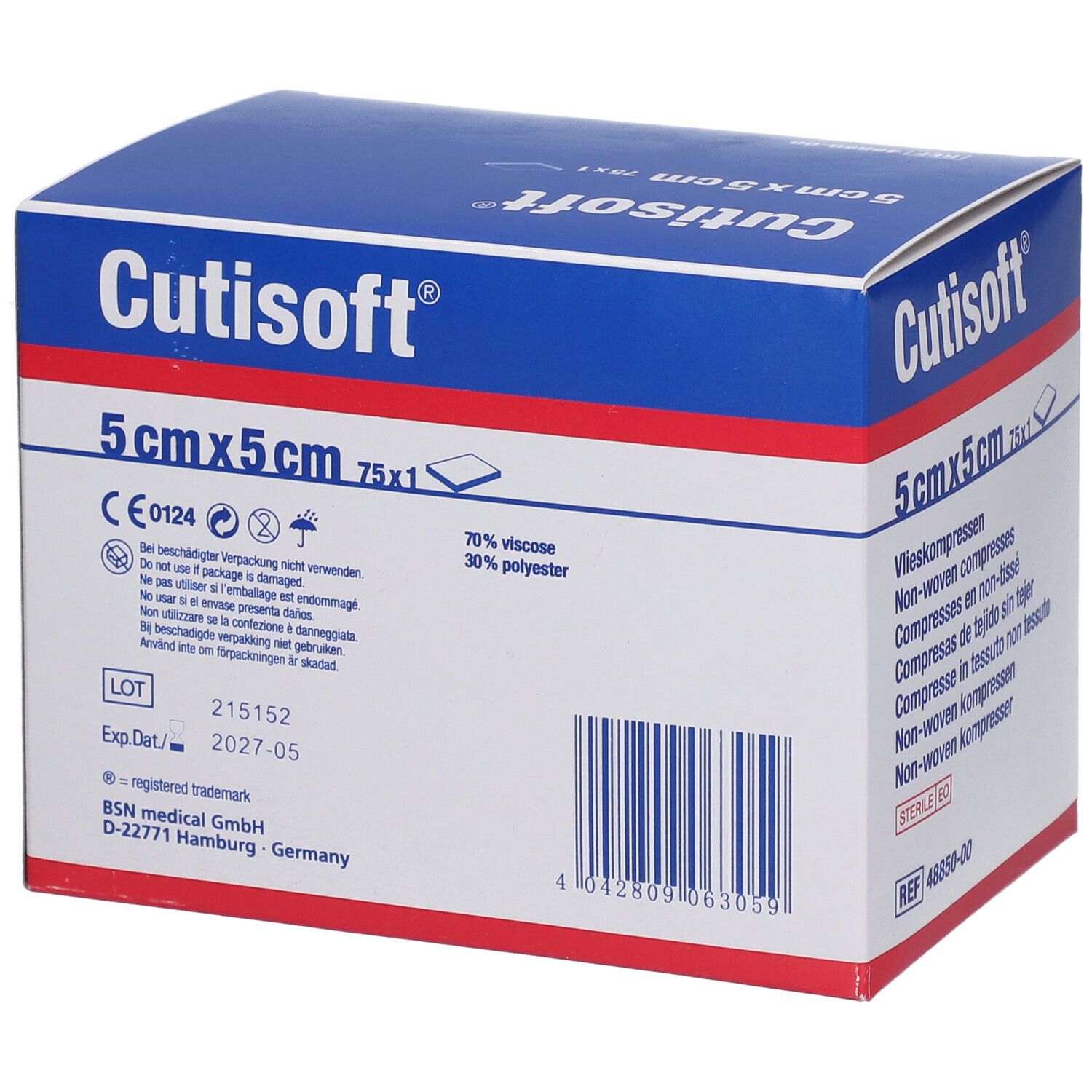 Cutisoft® Compresses en non-tissé Stériles 5 x 5 cm