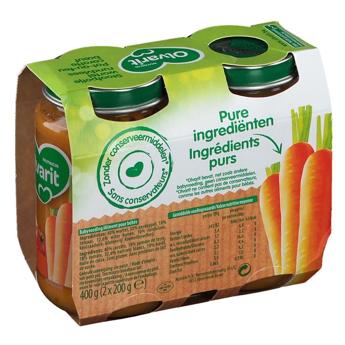 Olvarit Pot-au-Feu Carotte-Bœuf 6+ mois