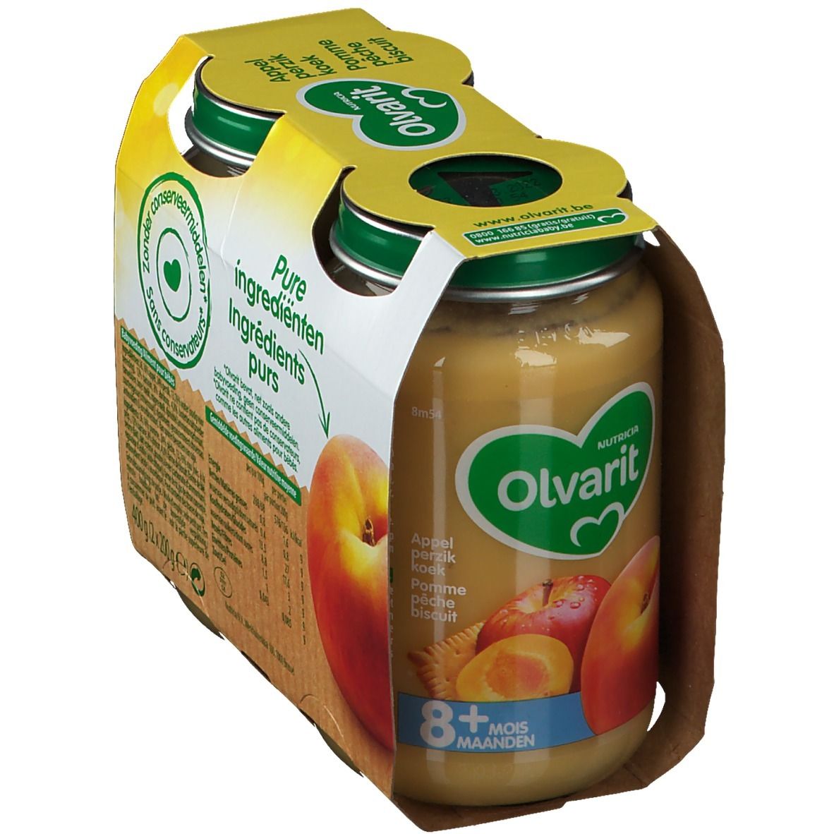 Olvarit | Panade | Bébé Dès 8 Mois | Pomme Pêche Biscuit