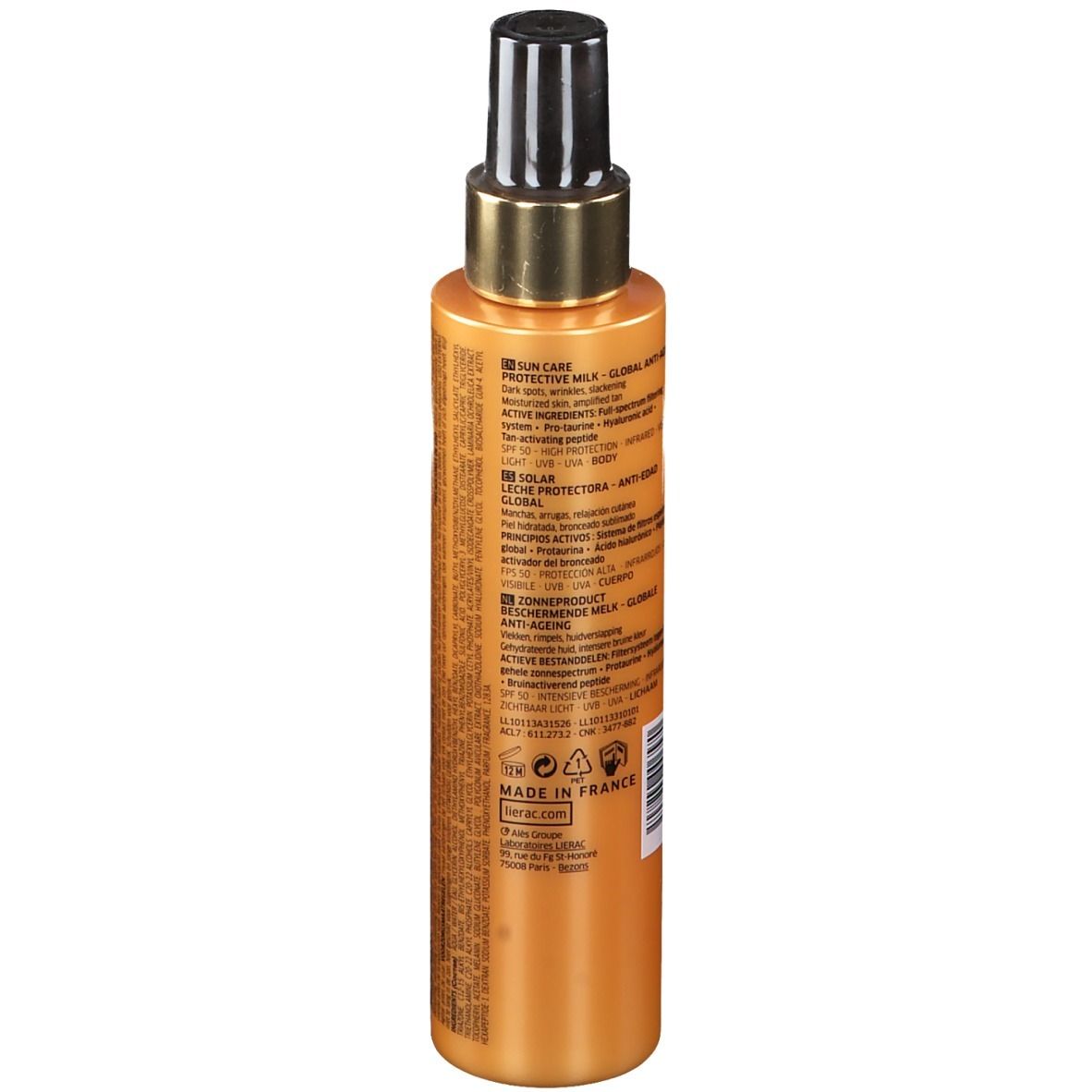 LIERAC Sunissime Lait Protecteur Énergisant Anti-âge Global SPF50