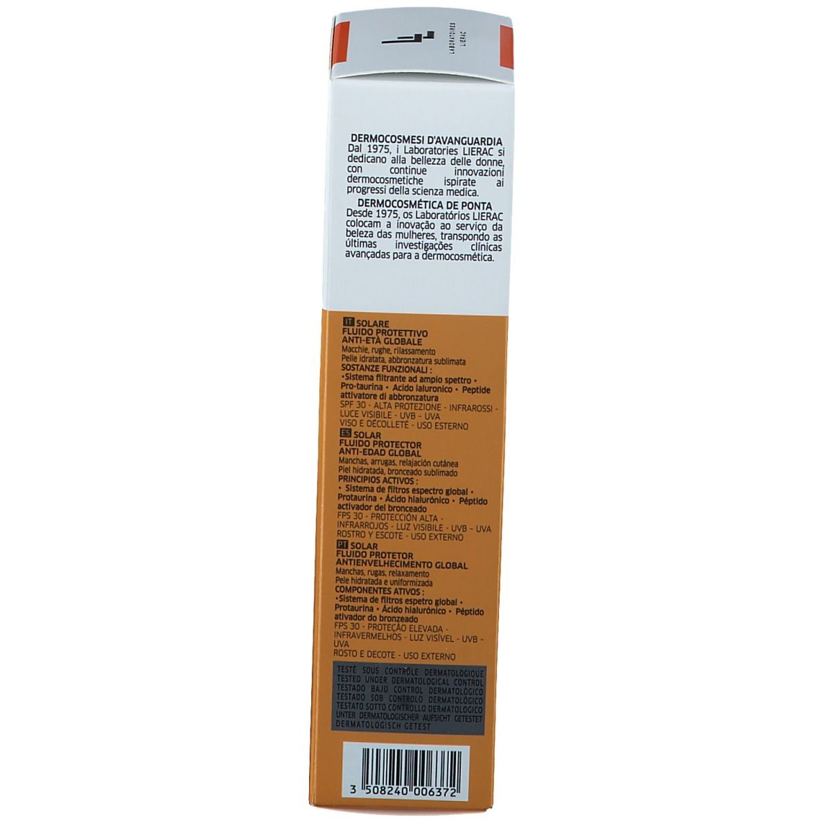 Dos de l'emballage. Inscriptions: ingrédients, instructions d'utilisation, informations fabricant.