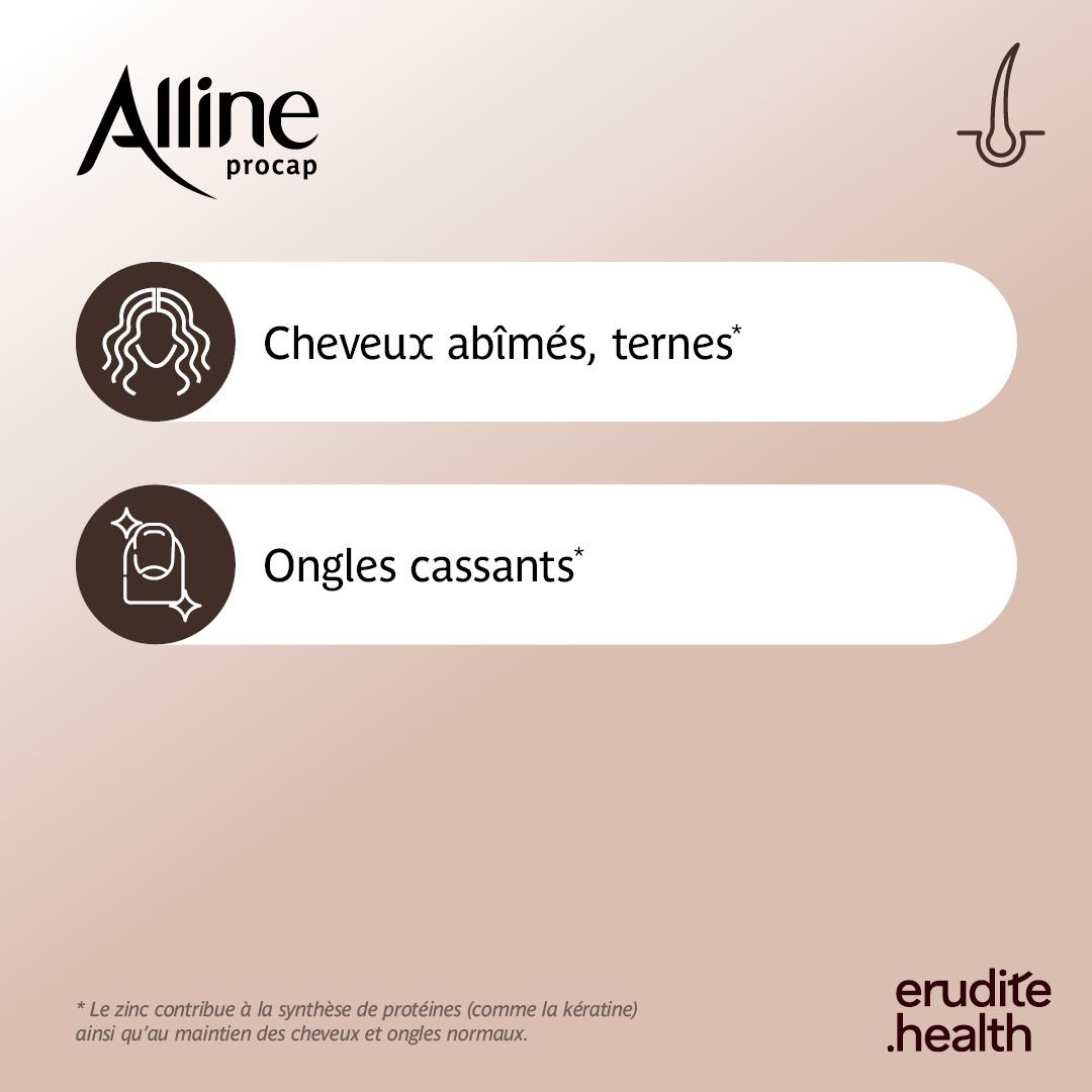 Emballage Alline Procap, 180 gélules, pour la croissance des cheveux.