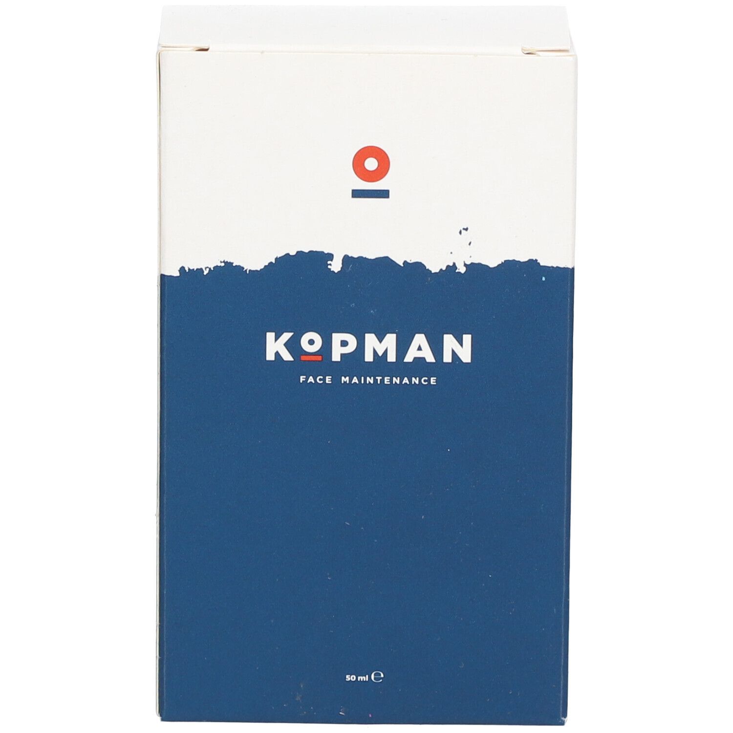 Boîte d'emballage de la crème pour le visage Kopman avec un design bleu et blanc.