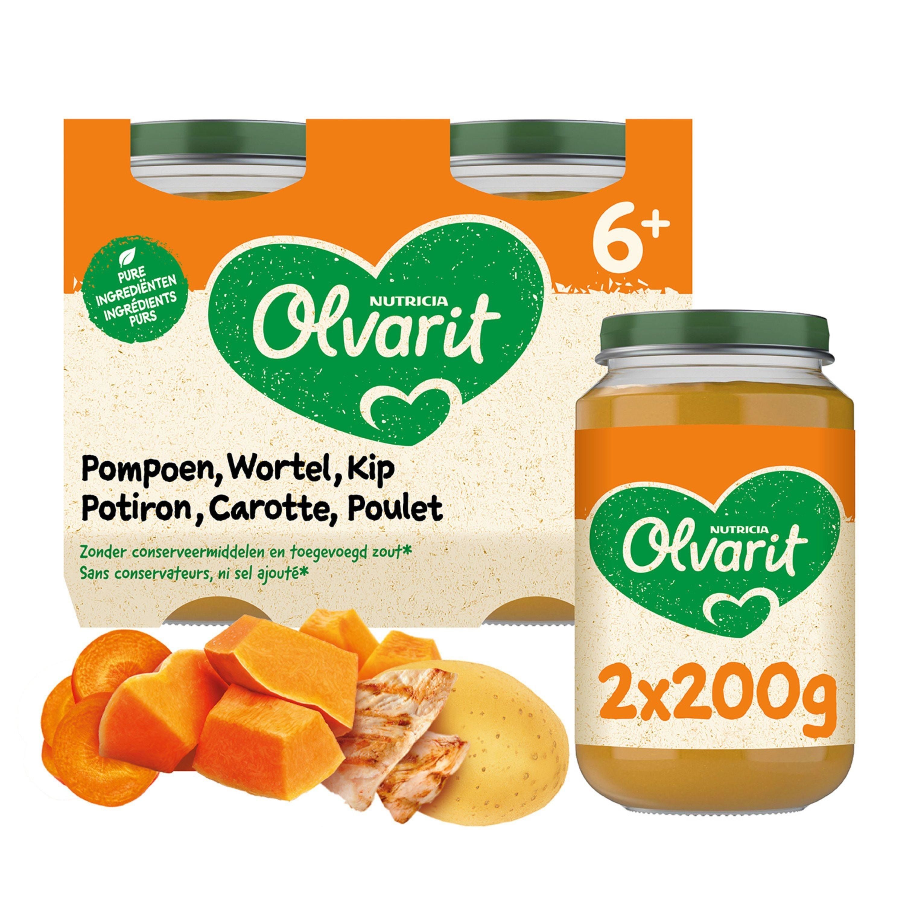 Olvarit | Petit Pot | Repas Bébé Dès 6 Mois | Poulet Citrouille Carotte
