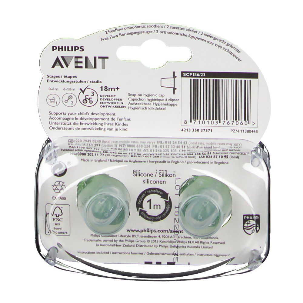 Avent Sucette Ultra Air Silicone Animal Green +18 mois