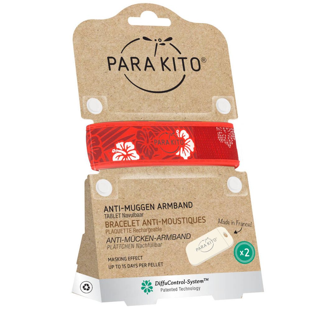PARA KITO™ Bracelet anti-moustiques Graphic Hawaï Rouge