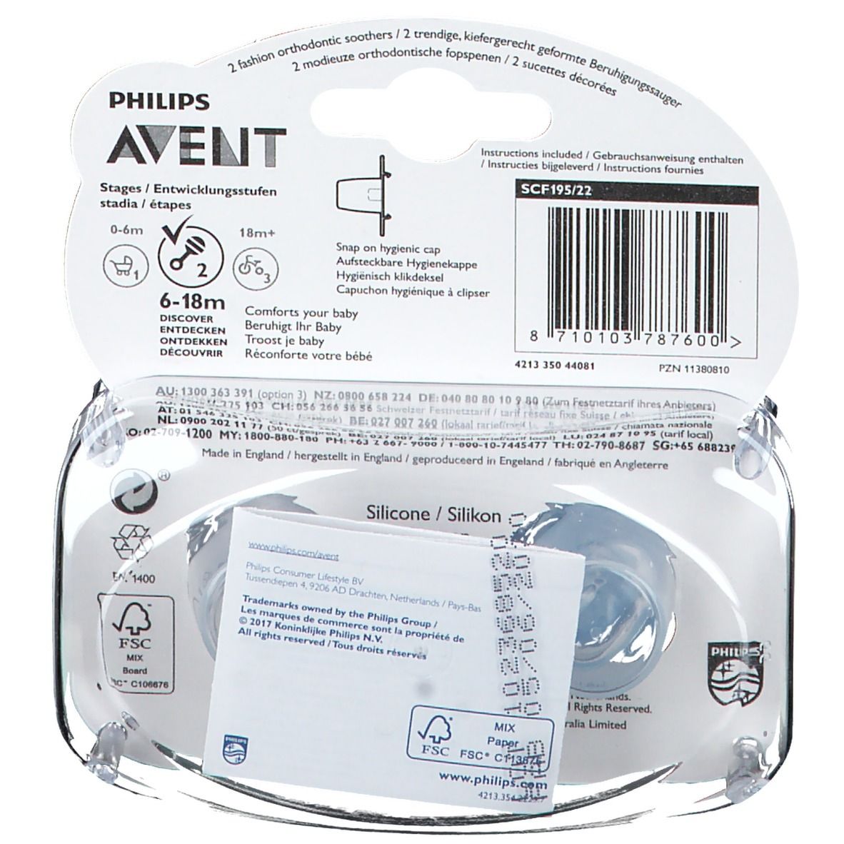 Avent Sucette Classic Éléphant & Giraffe 6 Mois+ (Couleur non sélectionnable)