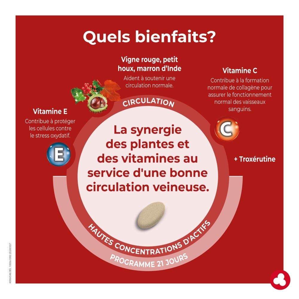 Ortis Tonivèn: 60 gélules pour les veines. Contient des extraits de plantes et vitamines.