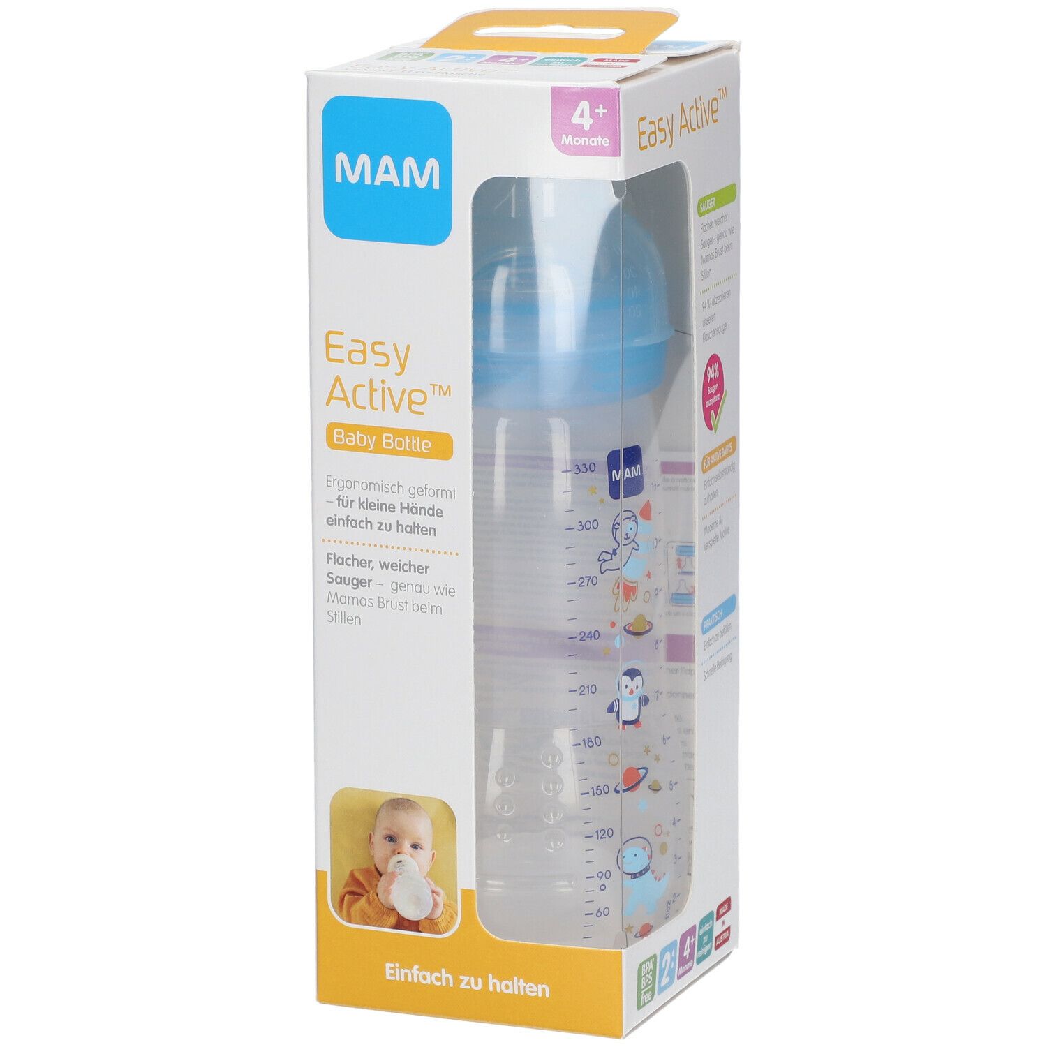 MAM Easy Active™ Baby Bottle Pattern 330 ml Biberon 4 Mois