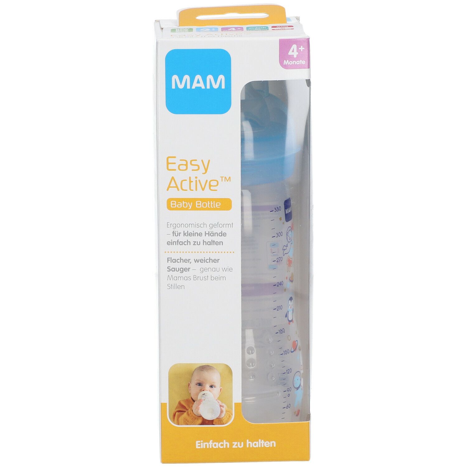 MAM Easy Active™ Baby Bottle Pattern 330 ml Biberon 4 Mois