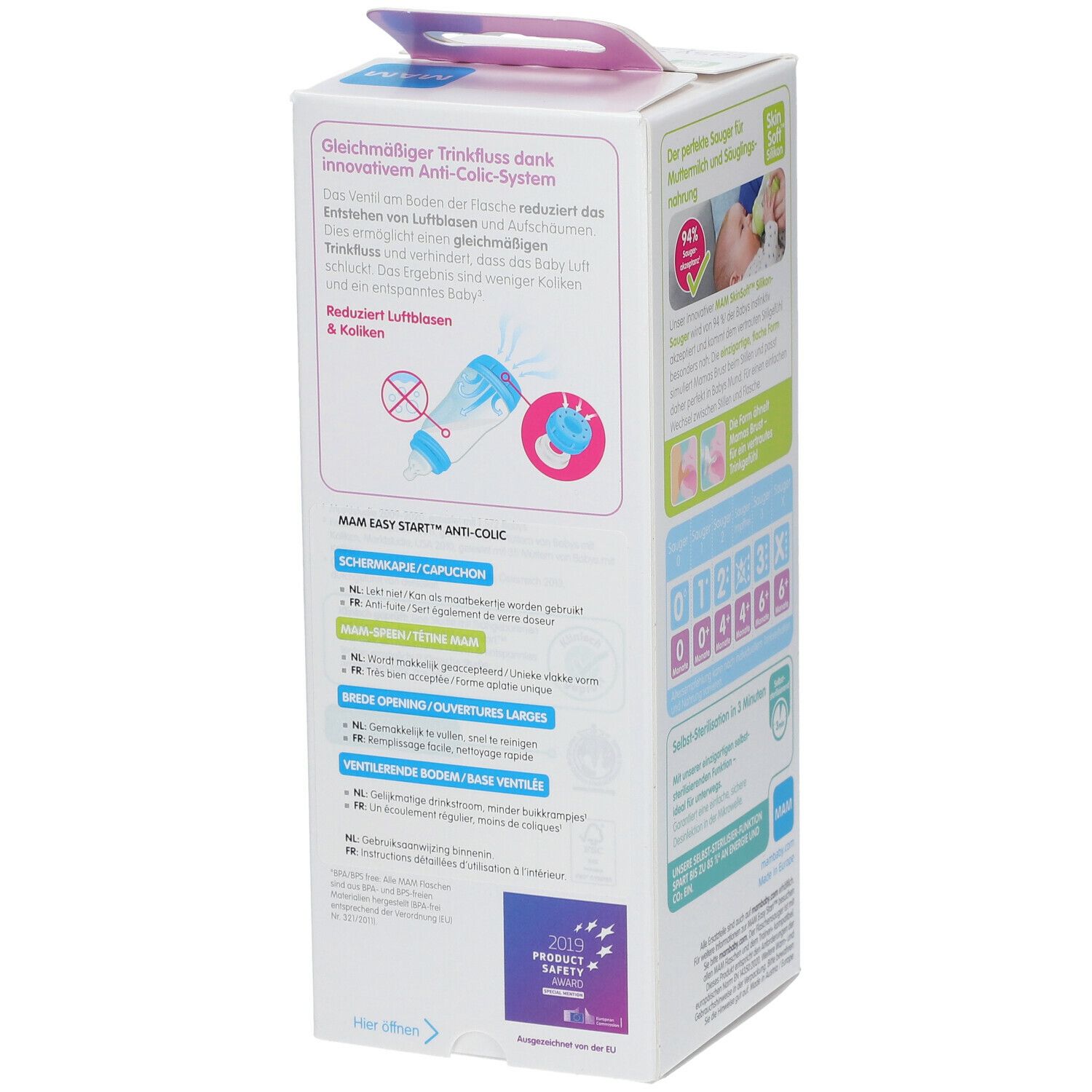 MAM Biberon Anti-Colique 260 ml Fille 0 Mois +  (Couleur non sélectionnable)