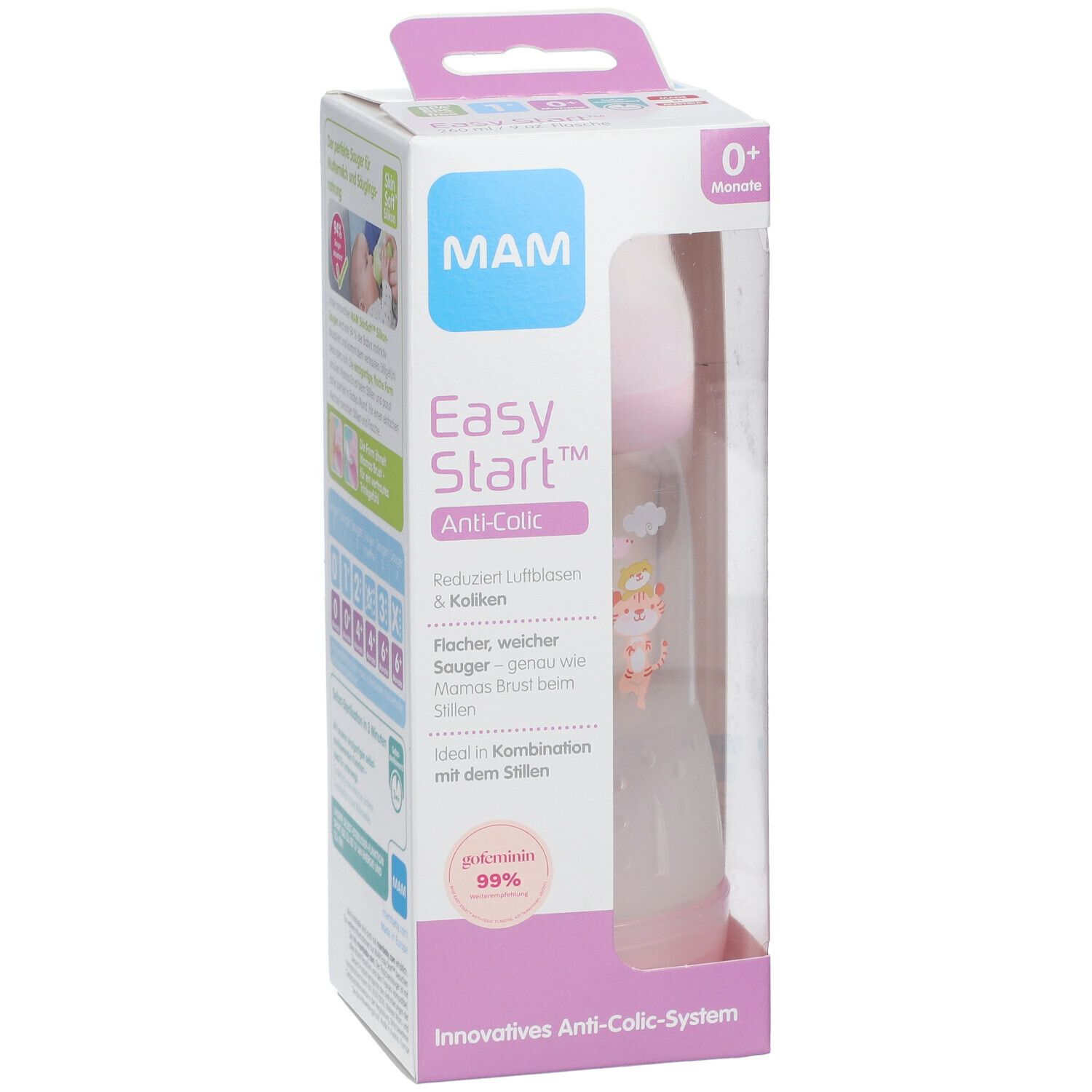 MAM Biberon Anti-Colique 260 ml Fille 0 Mois +  (Couleur non sélectionnable)