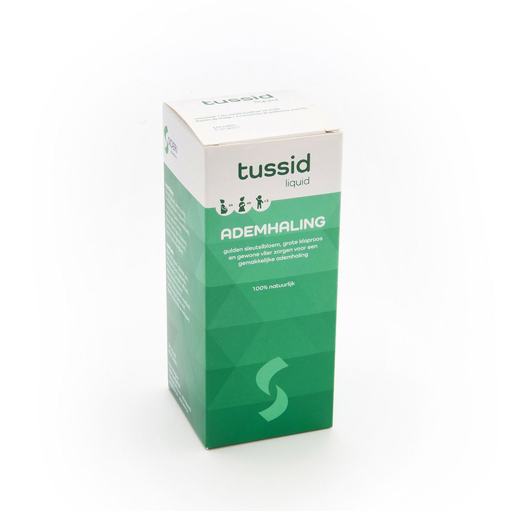 Boîte en carton avec nom du produit et éléments verts. Texte: ADEMHALING, 100% naturel.