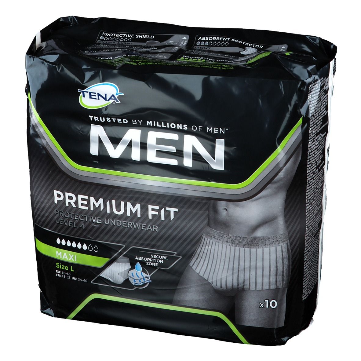Tena Men Premium Fit Sous-vêtement absopbant Niveau 4 Large