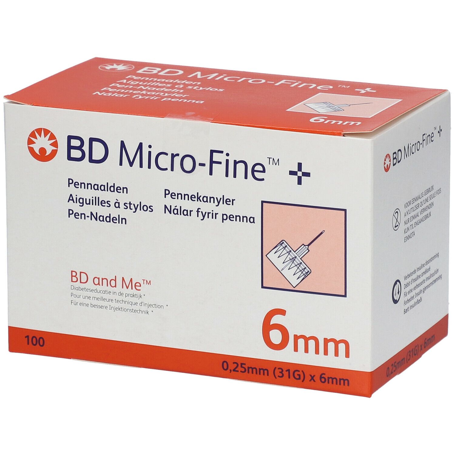 BD Micro-Fine + Aiguilles à stylos 0,25 mm (31G) x 6 mm