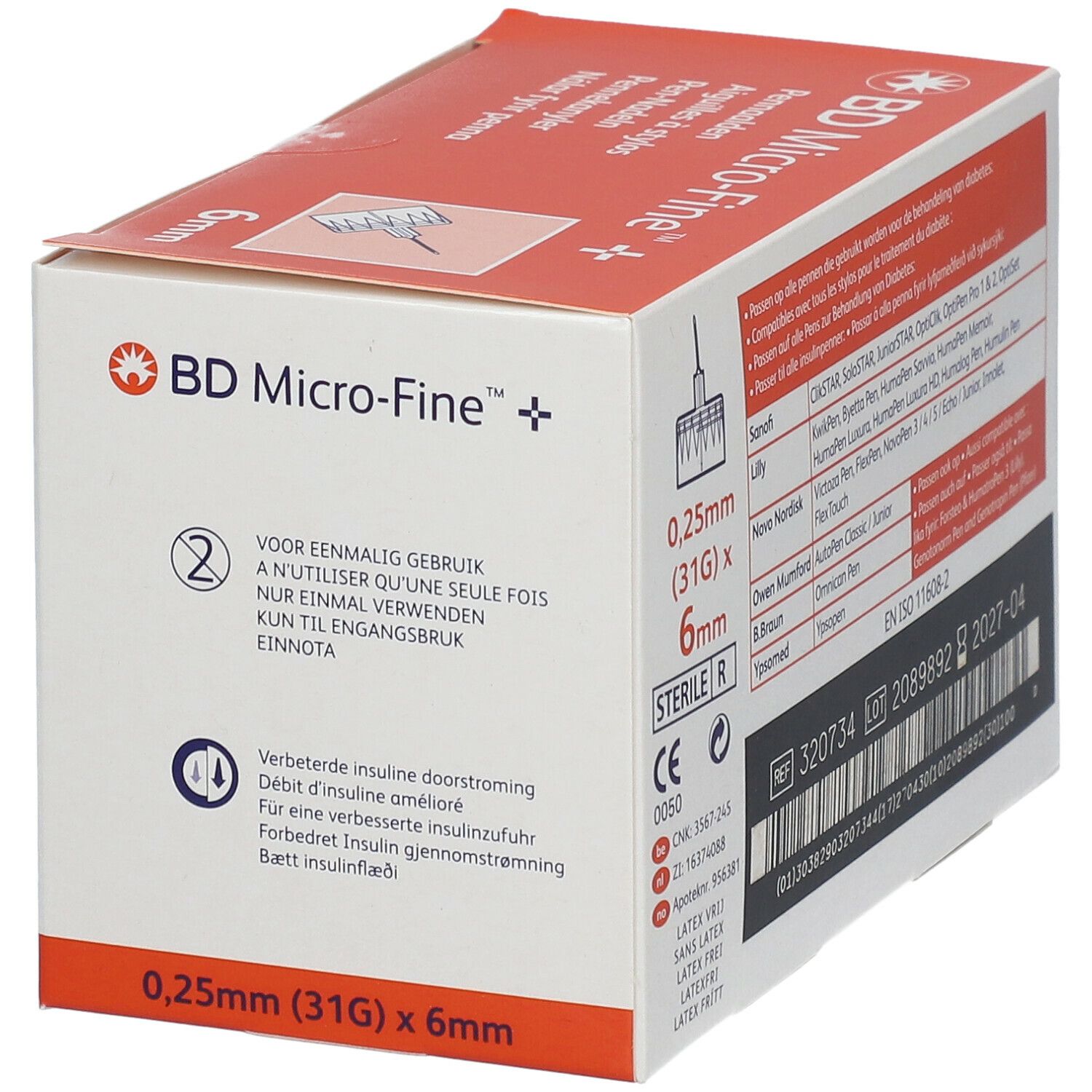BD Micro-Fine + Aiguilles à stylos 0,25 mm (31G) x 6 mm