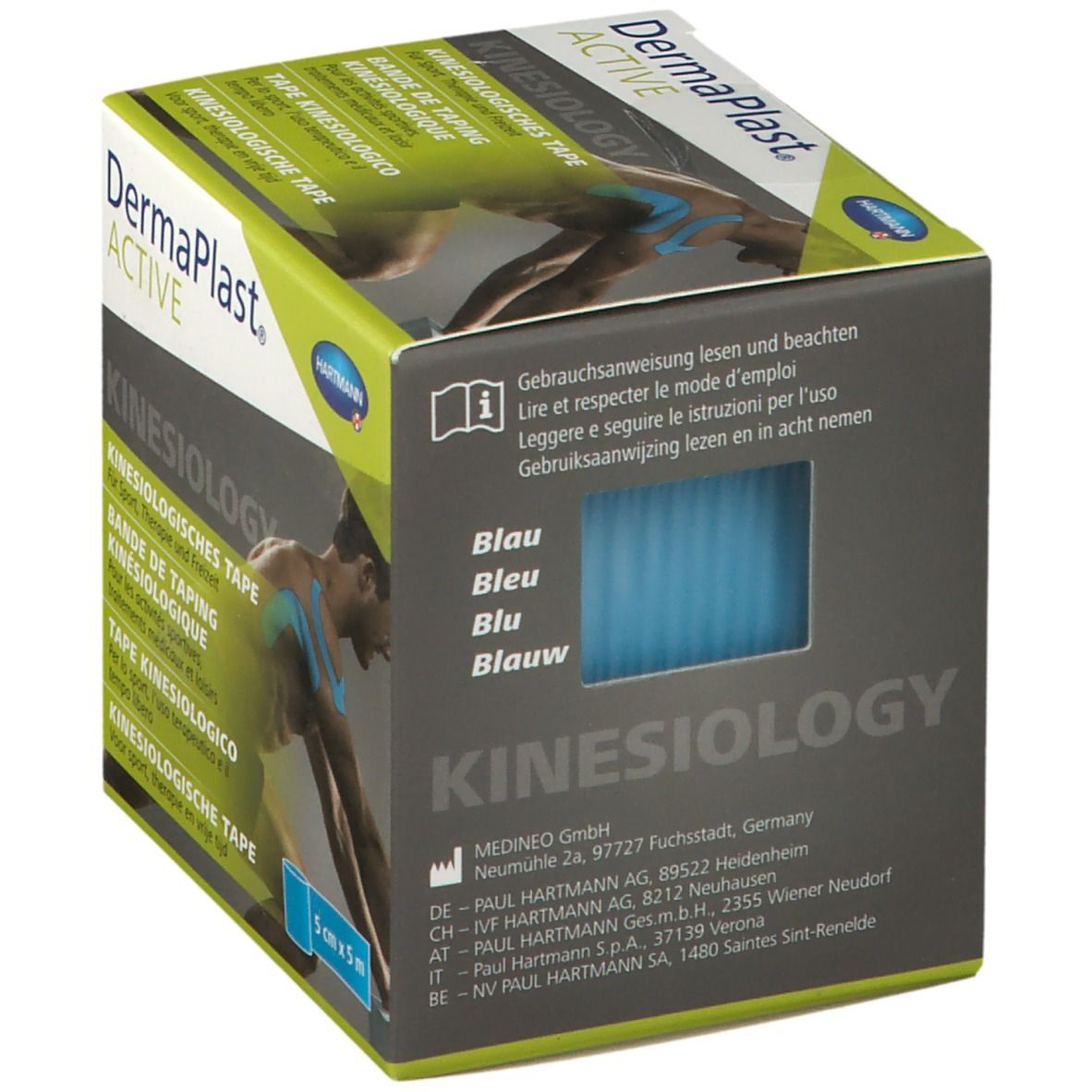 Dermaplast®Bande de kinésiologie active bleu 5 cm x 5 m