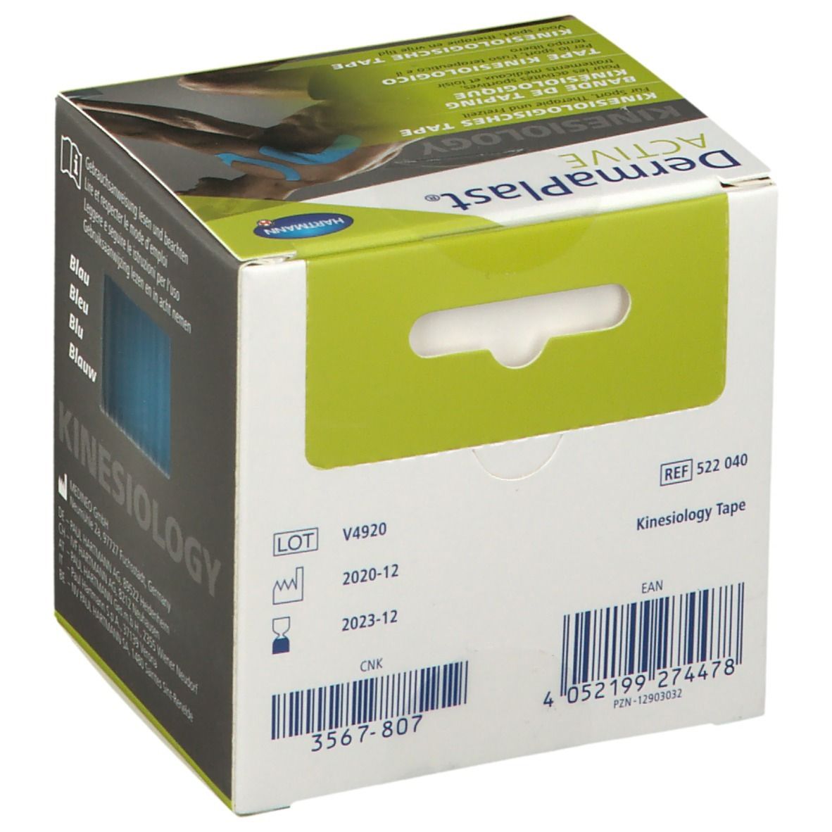 Dermaplast®Bande de kinésiologie active bleu 5 cm x 5 m
