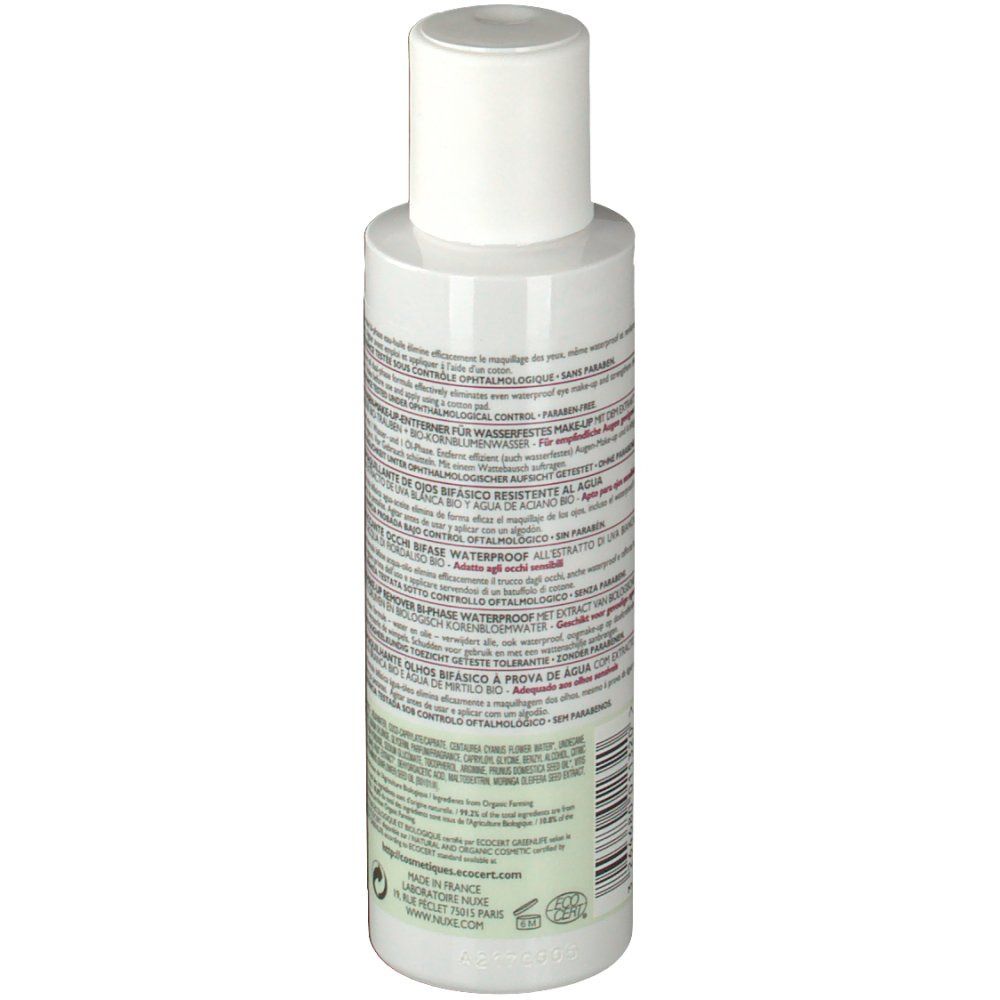 Flacon blanc avec bouchon blanc. Texte au dos. Informations et ingrédients du produit.