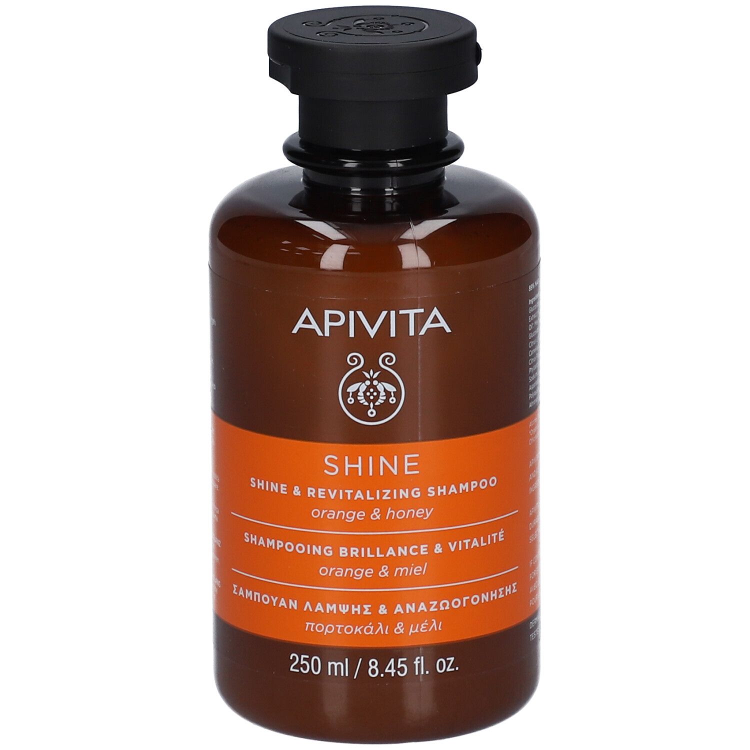 Shampoing Brillance & Vitalité APIVITA, 250 ml, à l'orange et miel.