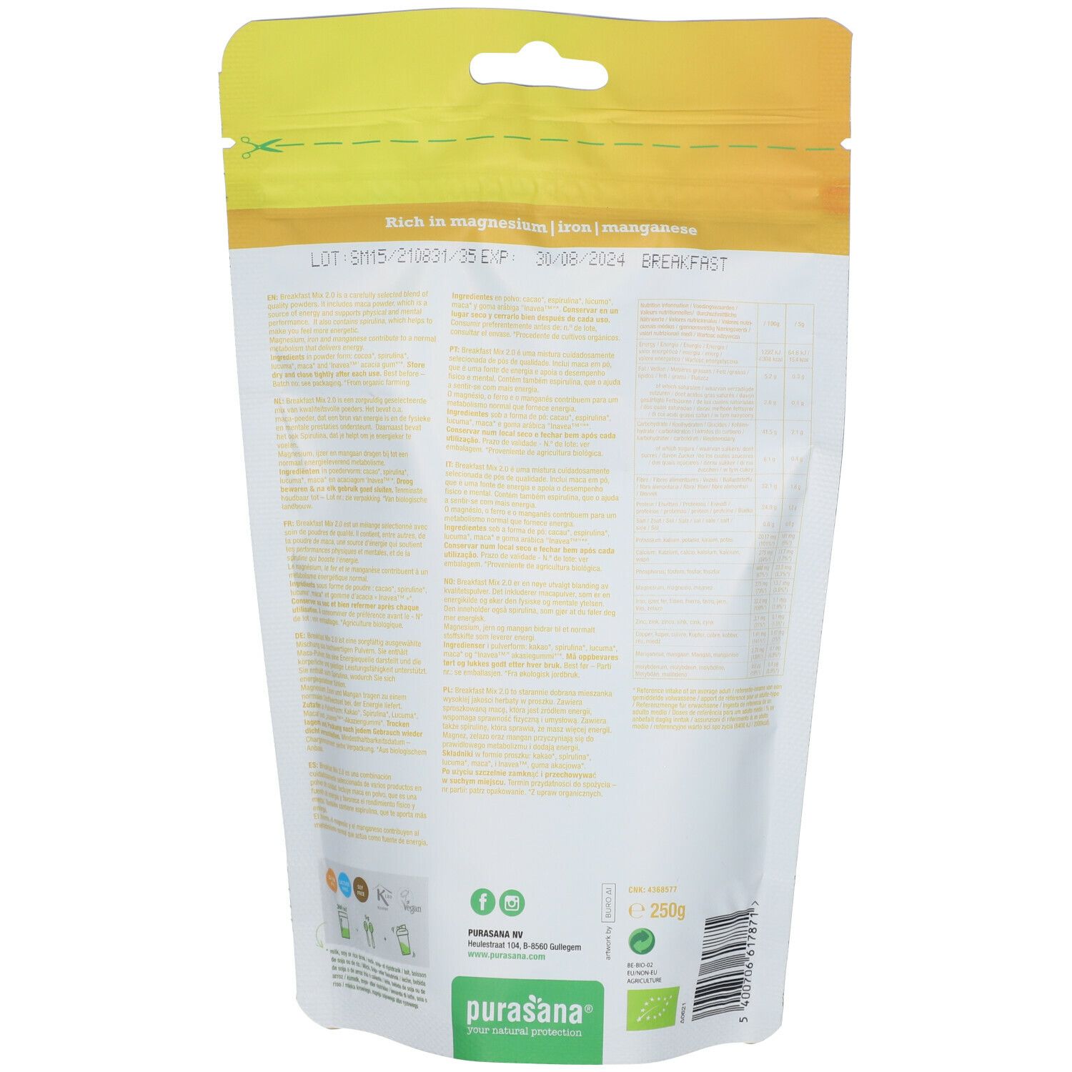 Purasana® Poudre Mix Petit-déjeuner Bio