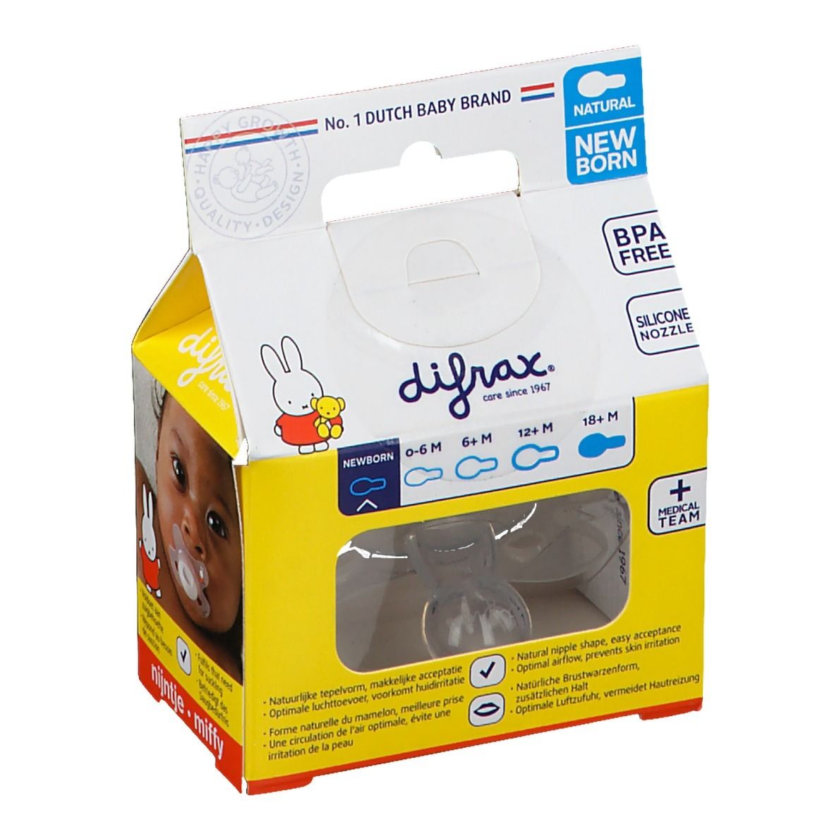 Difrax® Sucette Natural 0-6 mois miffy
