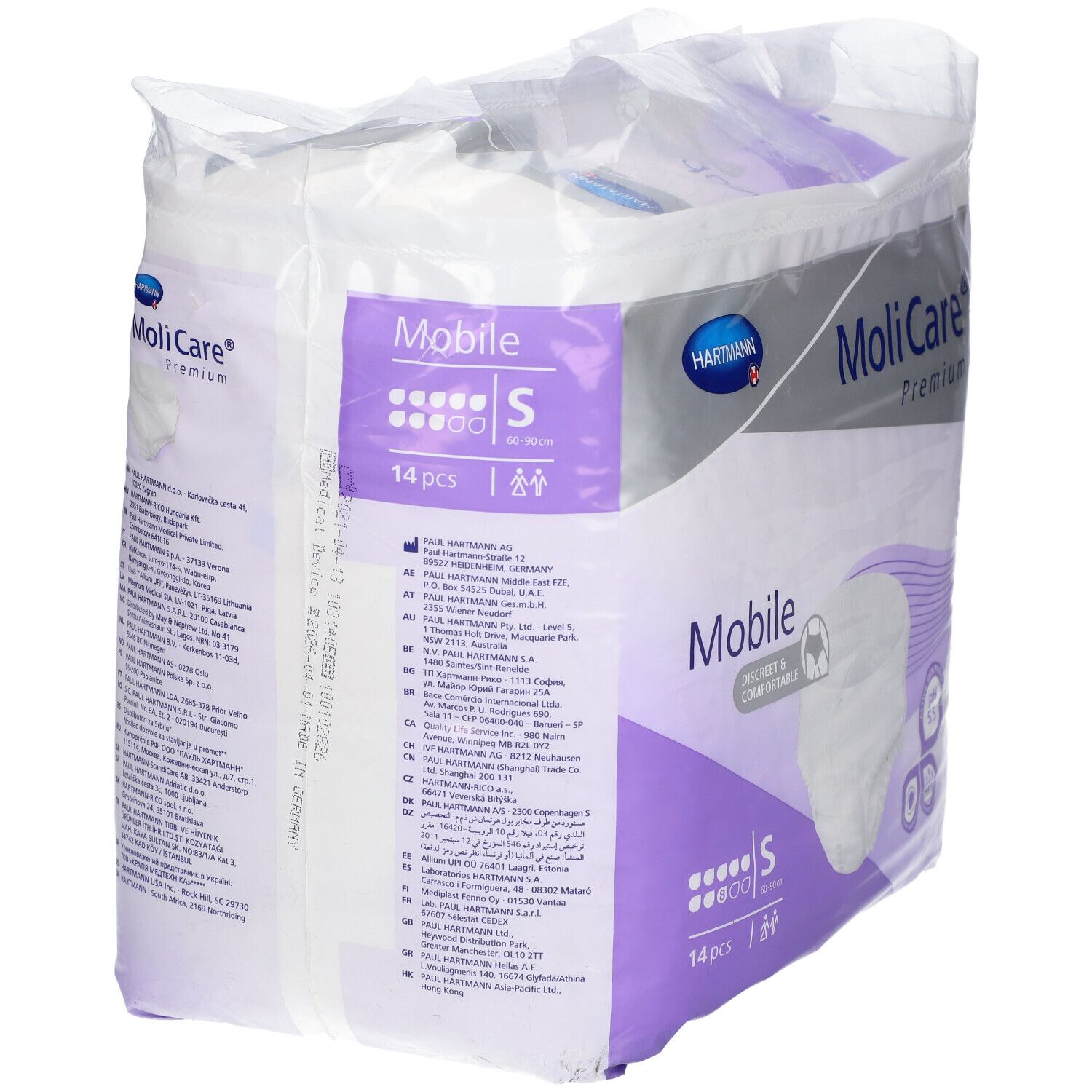 MoliCare Premium Mobile, taille S, 14 pièces. Paquet de couches. Marque Hartmann.