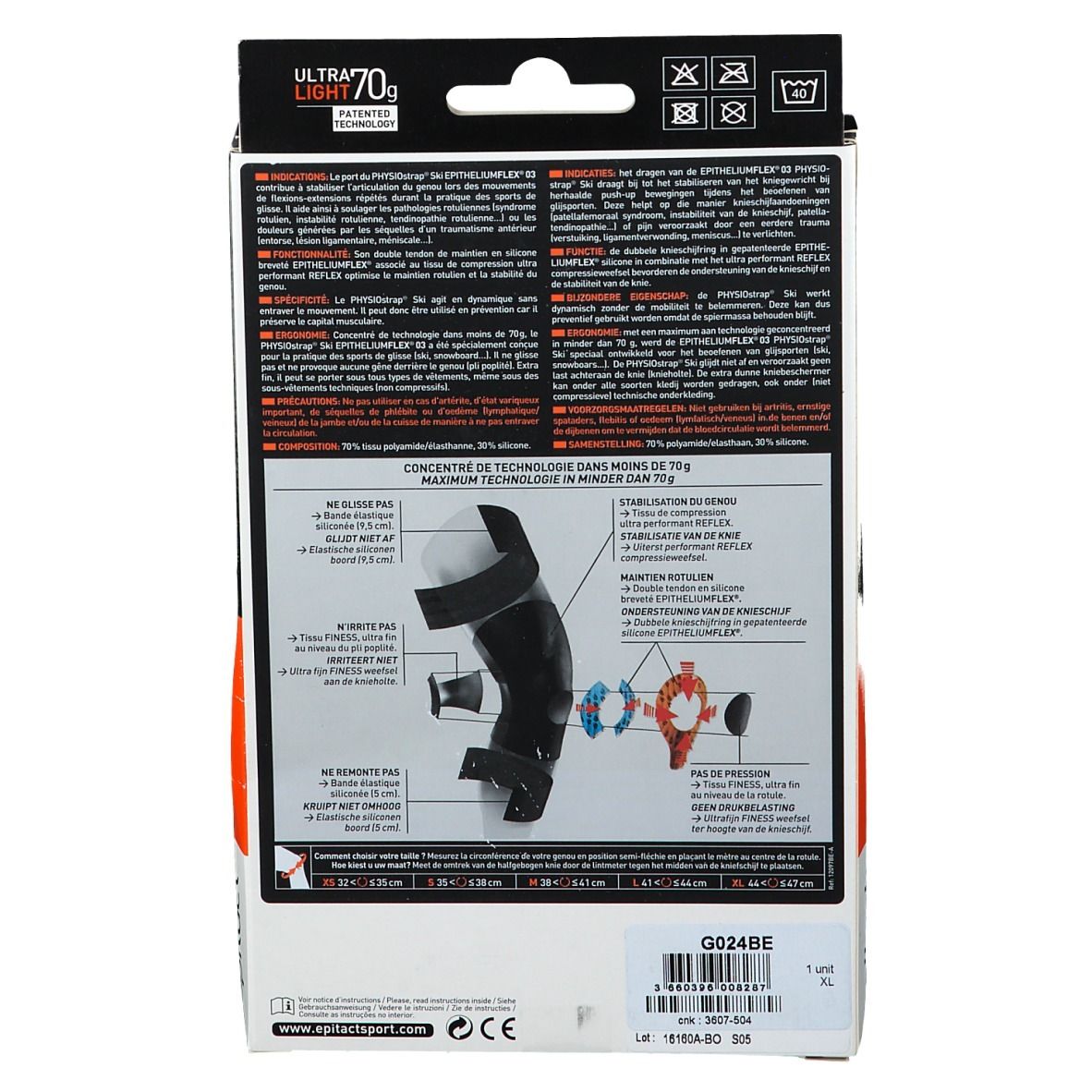 epitact® Sport PHYSIOstrap™ Ski Genouillère EPITHELIUMFLEX® 03 XL