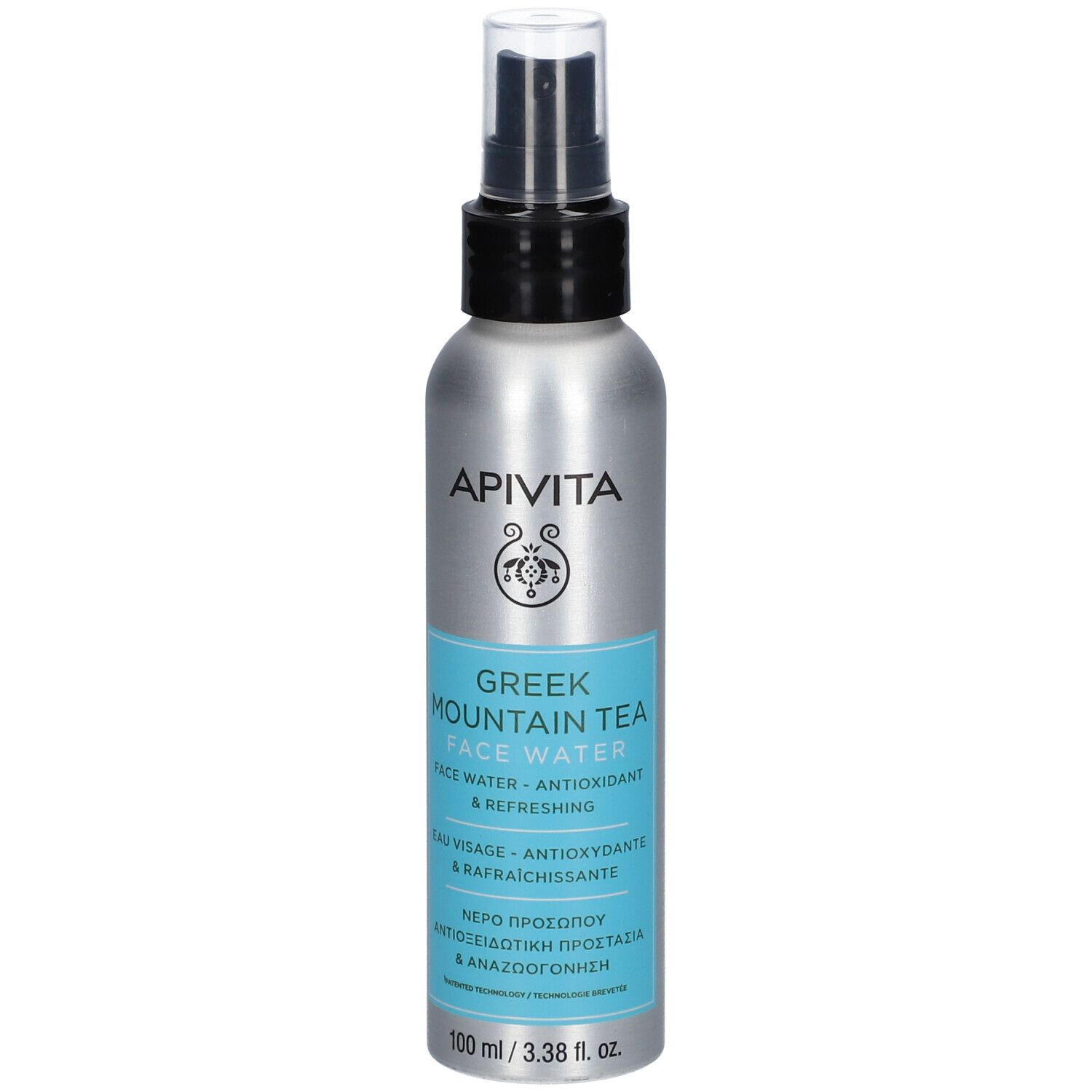 APIVITA Eau de Montagne Grecque, eau pour le visage en flacon pulvérisateur argenté, 100 ml.
