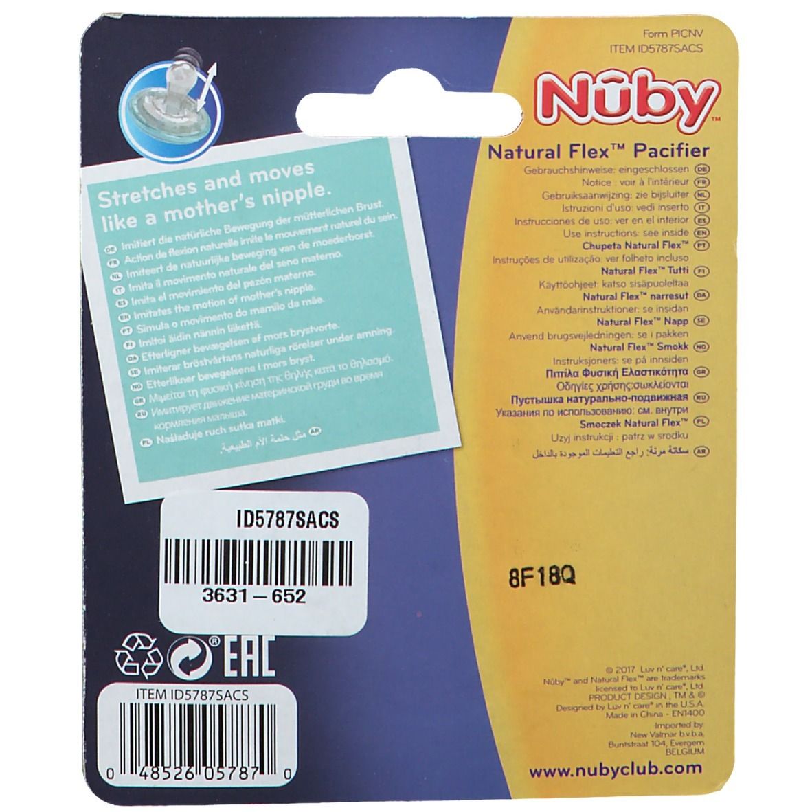 Nuby Sucette Flexible Natural Cerise 0-6 Mois (Couleur non sélectionnable)