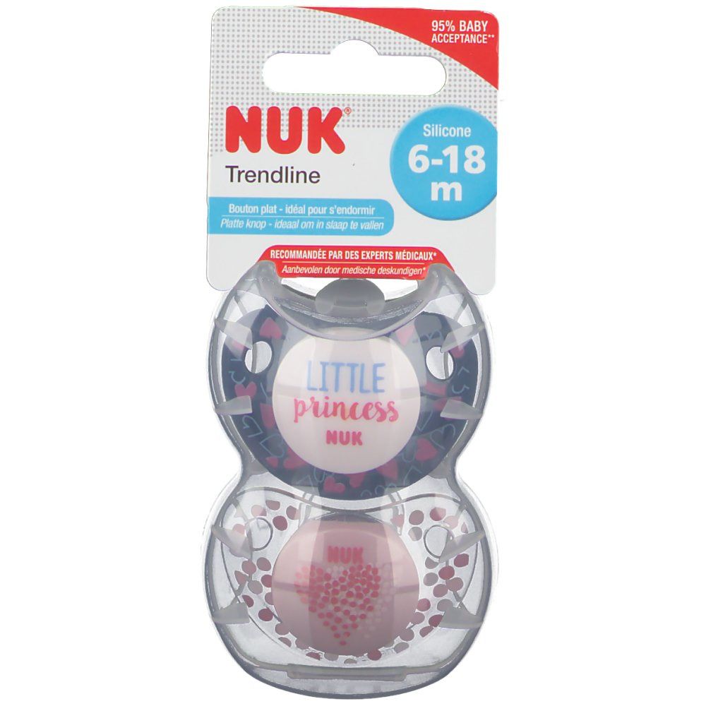 NUK Sucette Trendline Day Girl Taille 2 6-18 mois (Couleur non sélectionnable)