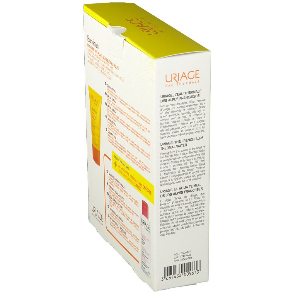 Uriage Bariésun Crème SPF50+ et Eau micellaire thermale