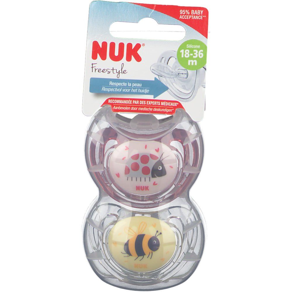 NUK Sucette Freestyle Girl Taille 3 +18 Mois (Couleur non
