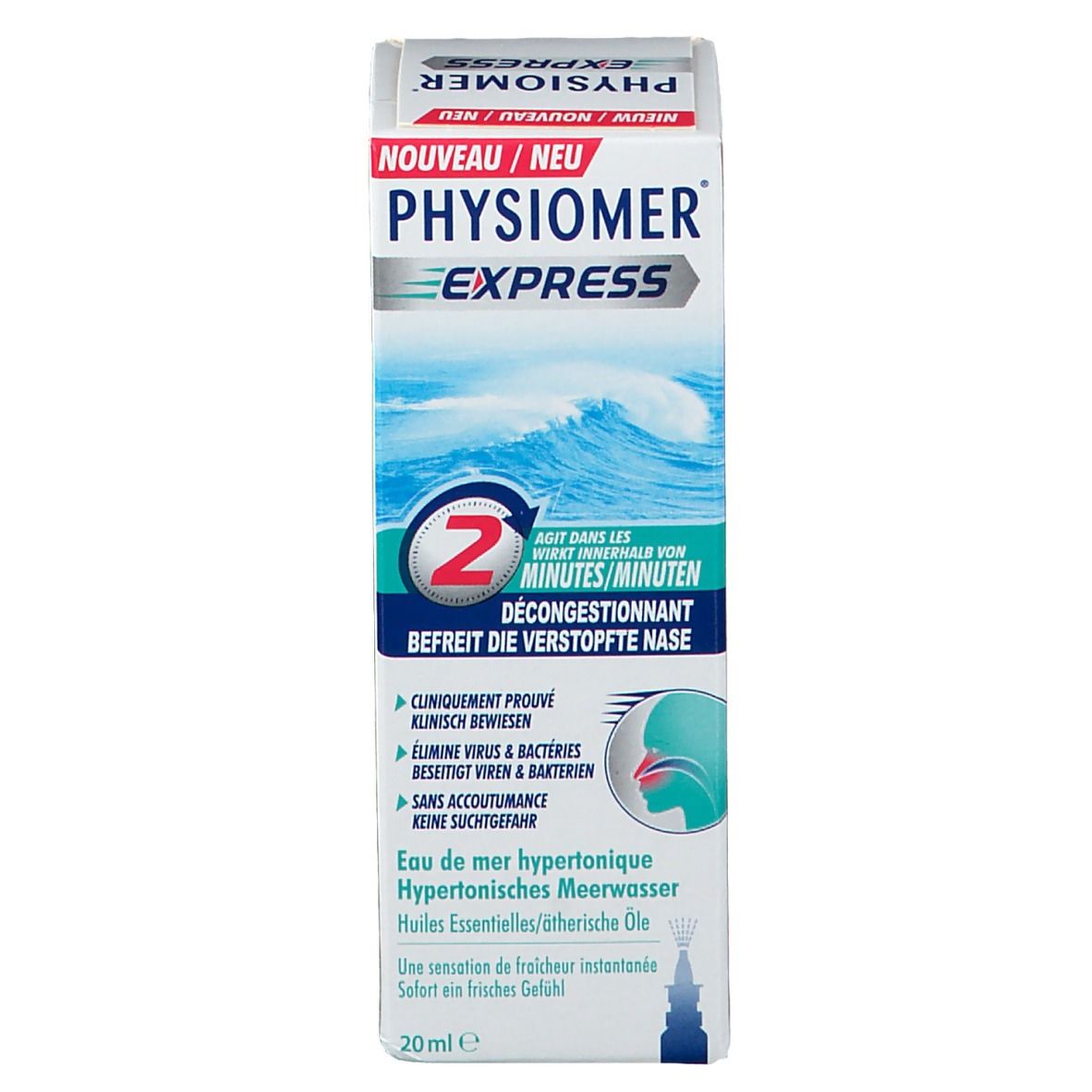 Physiomer Express Spray Nasal Décongestionnant, 20 ml