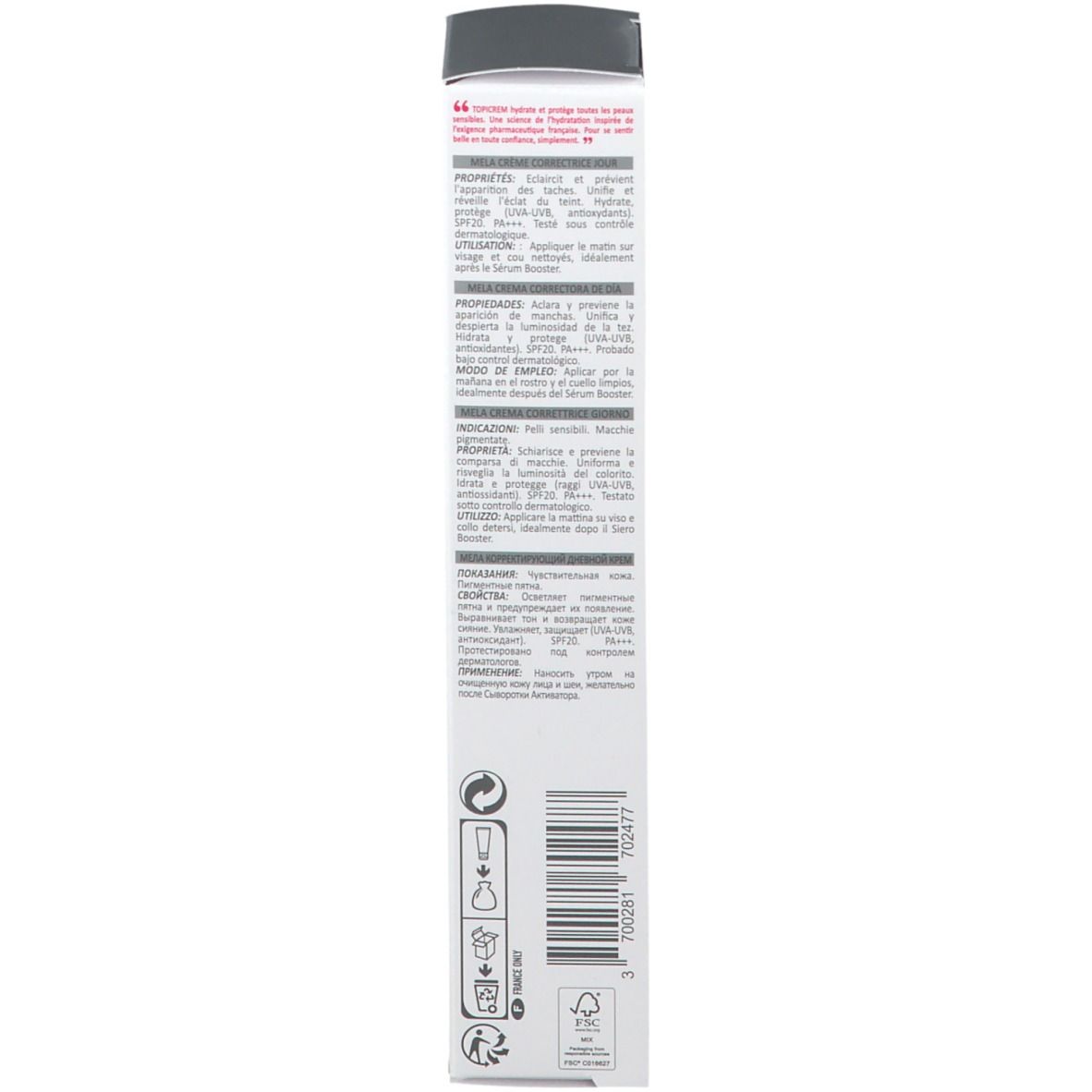 TOPICREM MELA crème de jour correctrice SPF 20