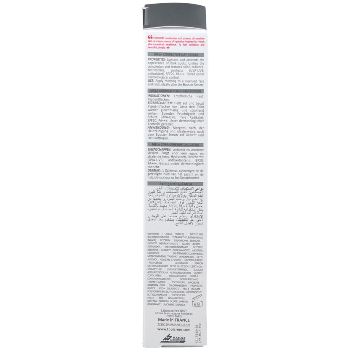 TOPICREM MELA crème de jour correctrice SPF 20