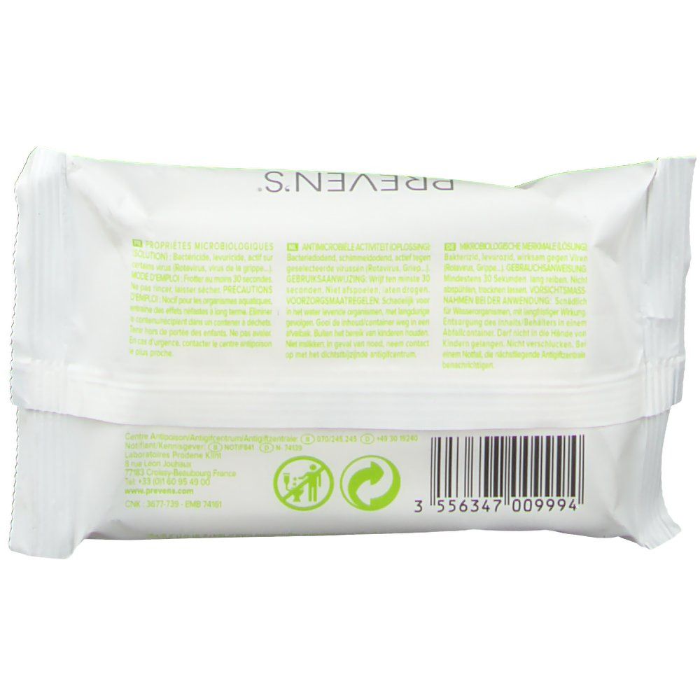 PREVEN'S® Lingettes antiseptiques Parfum Thé vert